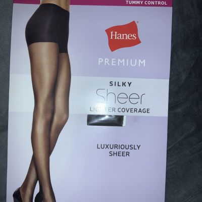 New Hanes Women's Black 20 Denier Lighter Coverage Tummy Control Size Large