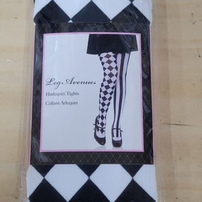 Leg Avenue-Jester Harlequin Tights Stripes/Diamonds Black/White Pantyhose OSFM