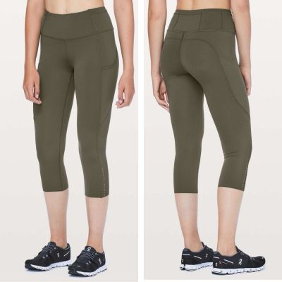 Lululemon fast free crop II Nulux 19” - Size 6 - Dark olive