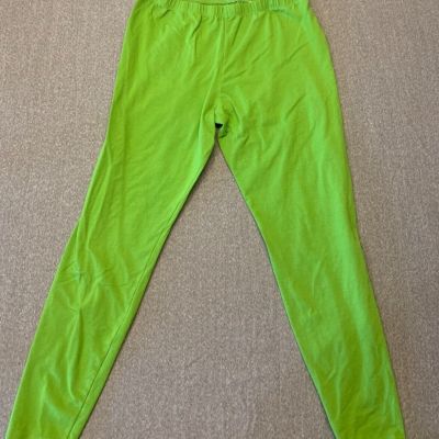 Made in the USA Leggins Womens Size 1X Lime Green Stretchy Comfy Bright Fun EUC