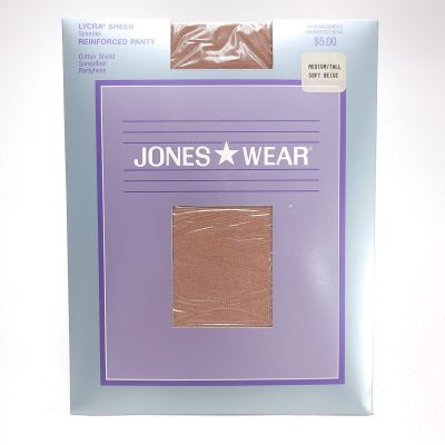 NOS Jones Wear Sheer Pantihose Medium/Tall Soft Beigh Sandalfoot Reinforced NEW