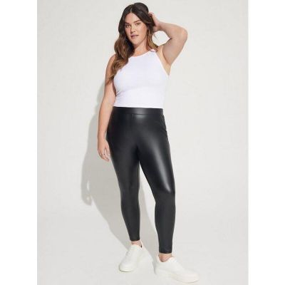 Torrid Women's Plus Size Black Signature Waist Faux Leather Leggings - 3 (3X)