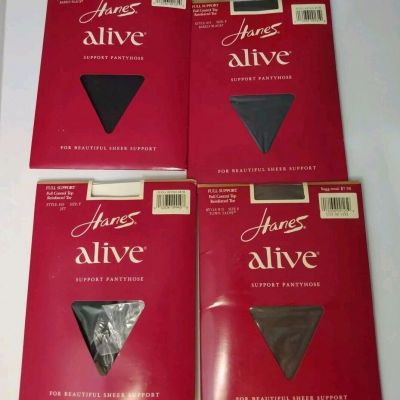 Vintage Hanes Alive Support Pantyhose Black 810 Size F New Old Stock NOS