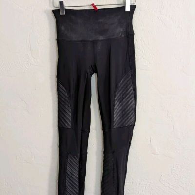 SPANX Black Shiny MOTO LEGGINGS 20136R  Medium