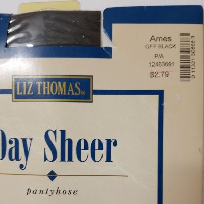 Liz Thomas DAY SHEER Pantyhose Control Panty AMES OFF BLACK P/A NOS VINTAGE