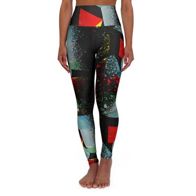 High Waisted Yoga Leggings, Fashion, Wearable Art, Black