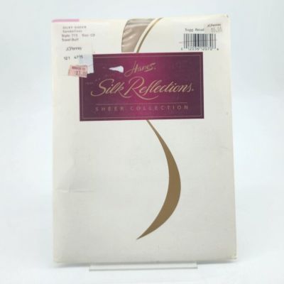 Hanes Silk Reflections Silky Sheer Sandalfoot Pantyhose 715 Travel Buff Size CD