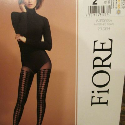 FIORE IMPRESSA  PATTERNED  TIGHTS PANTYHOSE  3 SIZES 2-3-4 BLACK