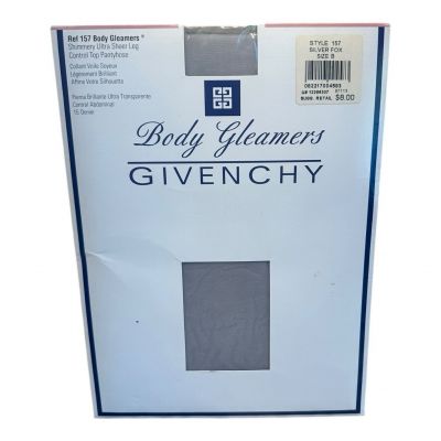 Vintage Givenchy Body Gleamers Style 157 Control Top Pantyhose Silver Fox Size B