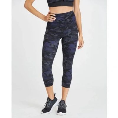 SPANX Women's PLUS 3X Booty Boost Active Print Navy Camo Cropped Workout Legging