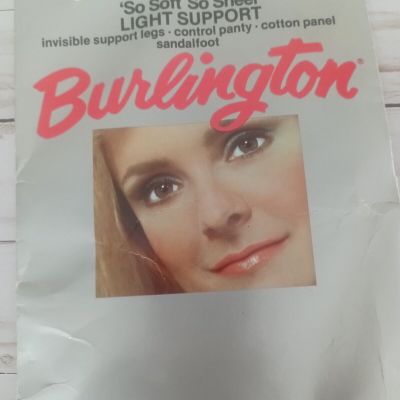 Burlington Size Small White Light SupporControl Top Vintage 80's Nylon Pantyhose