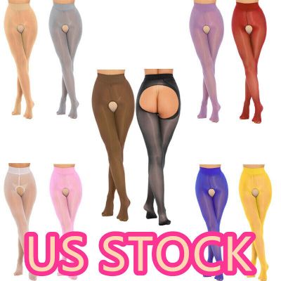 US-Spandex Women Lingerie Open Crotch Long Stocking Suspender Pantyhose Tights