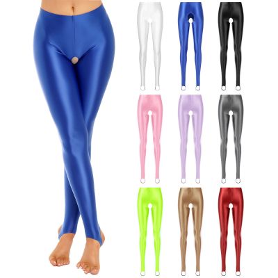 US Womens Trousers Workout Underpants Shiny Pants Stockings Pantyhose Shaper Oil