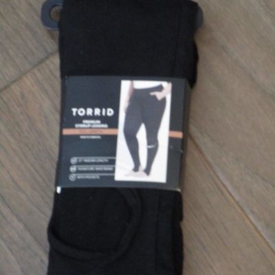 TORRID FULL LENGTH SIGNATURE WAIST BLACK STIRRUP LEGGINGS SIZE 3 (3X/ 22-24)