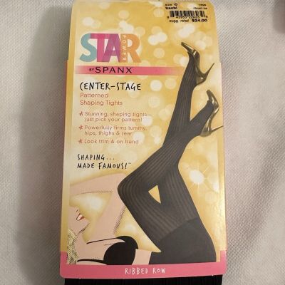 Spanx Star Power Center Stage Patterned  Shaping Tights Ribbed Row Size C Bacbl