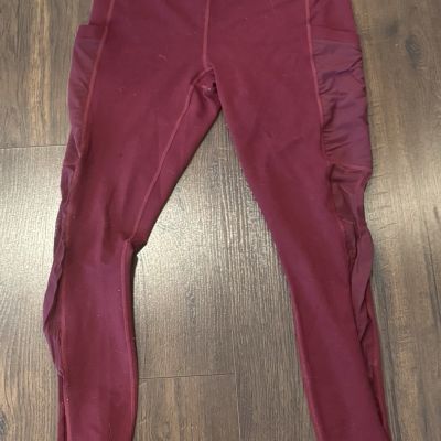 Fabletics Women's Powerhold Define High Waisted Leggings Size Small Maroon