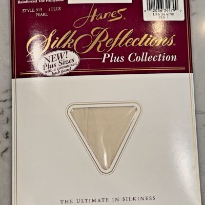 Hanes Plus Silk Reflections Control Top Pantyhose - Size One Plus - Pearl