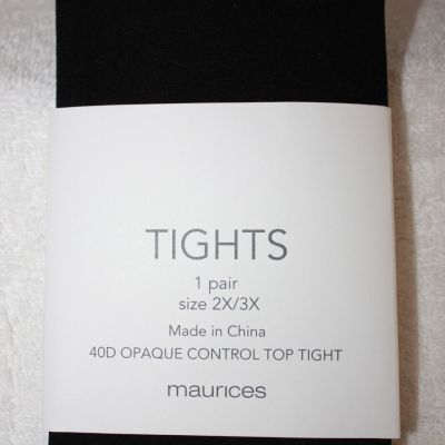 NEW Maurices 40D Black Opaque Control Top Tight SIZE 2XL/3XL