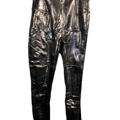 SPANX Faux Patent Leather Leggings Black XL Glossy Shiny Women’s