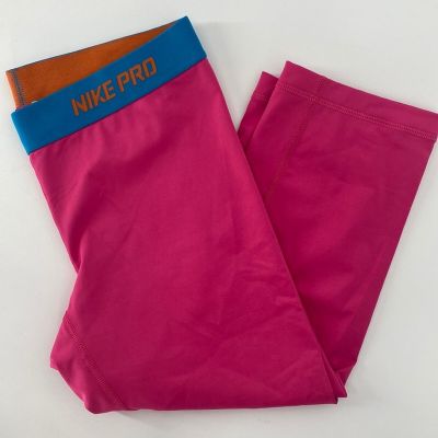 Nike PRO pink Capri athletic pants size Medium run workout gym performance