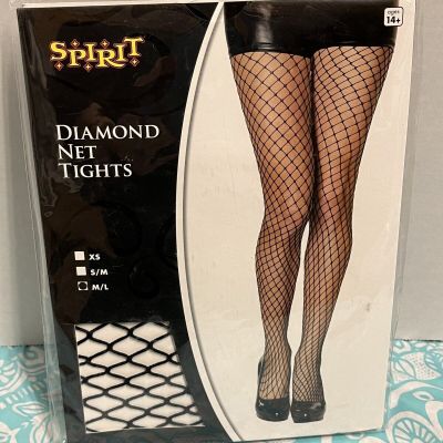 NEW women’s Spirit Halloween diamond net tights black size M/L fishnet