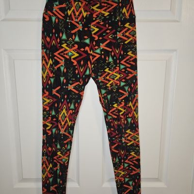 Lularoe Leggings OS 106 Multicolor Triangle Womens One Size Waist 24 Inseam 26