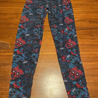 Women's Plus Size Red Blue Sugar Skull Stretch Pants Leggings Multi Color