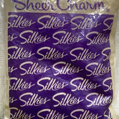 Silkies Sheer Charm Pantyhose Size Small White Cotton Plated Crotch