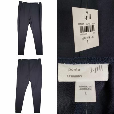 J.Jill Pants Women's Ponte Leggings Navy Blue Pull On Stretch Size Large L New