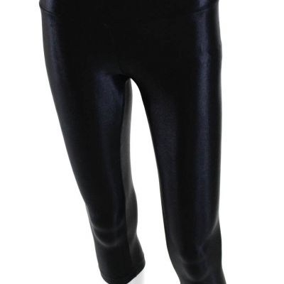 Koral Womens Shiny Solid Black Pull On Cropped Pants Leggings Size S