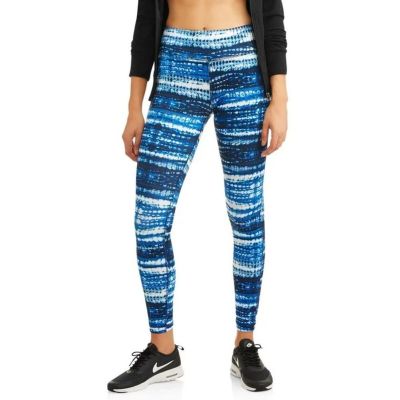 Danskin Leggings Women Medium 8-10 Core Active Print Capri Cropped Blue Exercise