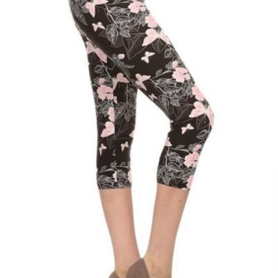 FASHNZFAB Women's Multi-color Print, Cropped Capri Leggings In A Fitted Style