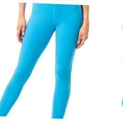 Women's Ultra Soft High Waisted Seamless Leggings Tummy X-Small Azure Blue