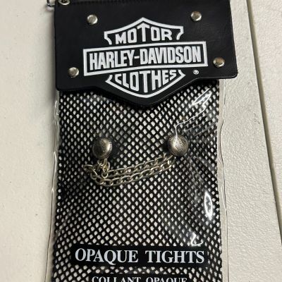 Harley Davidson Black Opaque Tights Women's Medium Fishnet Pantyhose NWT