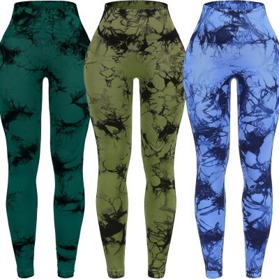 3 Pack Tie Dye Seamless High Waisted Workout Leggings for Women Scrunch Butt Lif