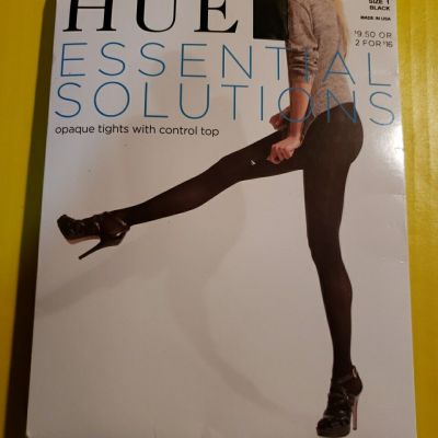 New HUE Essential Solutions Opaque Tights Control Top Size 1 Black Style 6244N