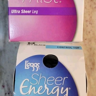 L'eggs Sheer Energy Control Top Support Pantyhose Tights, Size B  Lot Of Two