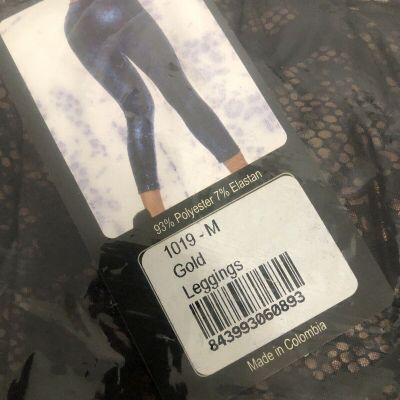 Gold Leggings Size Medium Style 1019