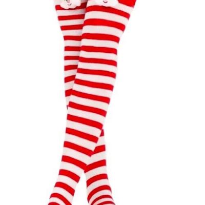 Christmas Knee / Thigh High Santa Stockings Woman or Teen Red & White Stripes