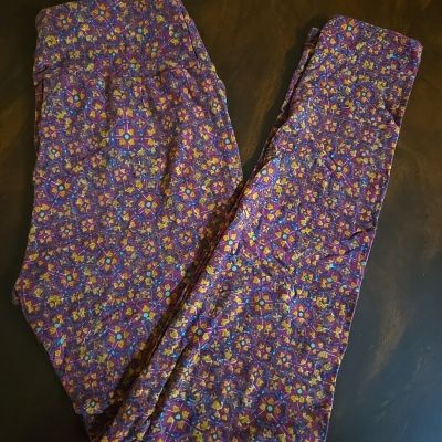 Lularoe Leggings OS, Blue Red Yellow Geometric, NEW