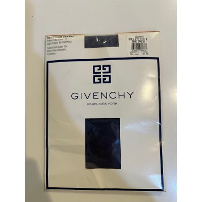 Vintage Givenchy Black Body Gleamers Ultra Sheer Pantyhose Jet Size B