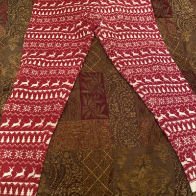 Woman’s XL / XG - Christmas Reindeer Nordic ankle Leggings- Sleep Pants-warn New