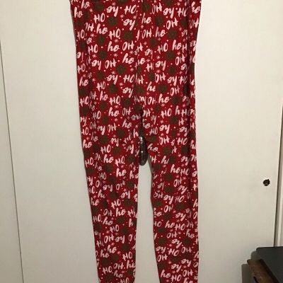 Lildy Women's HOLIDAY Fleece Leggings Festive Ho Ho Ho 2XL-3XL Spandex