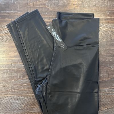 Leggings Depot Women's High Waist Comfy Pleather Stretch Leggings Black size 3XL