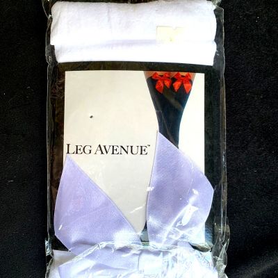 Leg Avenue opaque thigh high stockings + satin bow-Adult Size-New