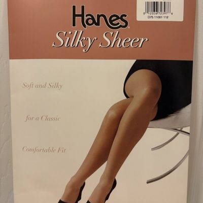 Hanes Silky Sheer Control Top Panty Pantyhose Sandalfoot Barely Black Size AB