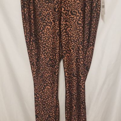 Fashion To Figure Leopard Print Leggings Sz 1X Brown Animal Pattern Ankle Length