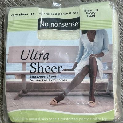 VTG Ultra Sheer No Nonsense Pantyhose For Darker Skin Tones Size D Ivory White