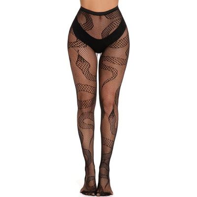 Womens High Waist Pantyhose Fishnet Stockings Mesh Tights Thigh High Socks Black