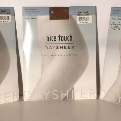 Vtg. Sears Nice Touch Daysheer Non Control Top Pantyhose Size C Lot of 3